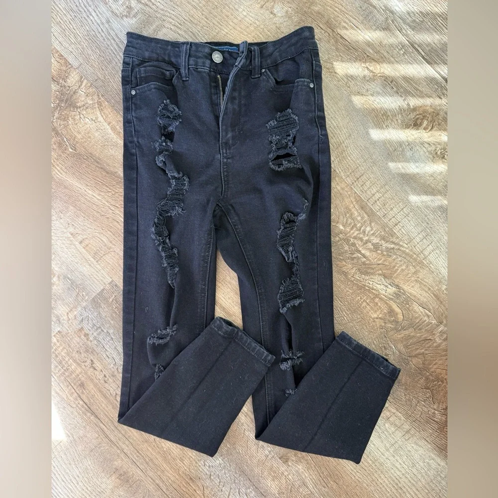 High Rise Crop Ripped Jeans - Picture 1 of 4